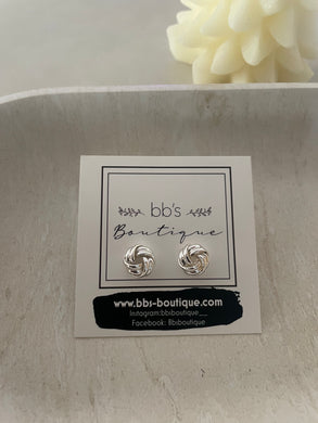 Silver Knot Stud Earrings